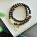wholesale Metal material with natural Hetian jade white jade and agarwood double-circle bracelet 6mm, niche literary play, new Chinese style antique gift accessory-0-0