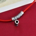 wholesale S925 Sterling Silver Retro Swastika Auspicious Cloud Curved Tube Ethnic National Style Accessories Stringing Red Cord Bracelet Necklace Spacer Beads-0-3