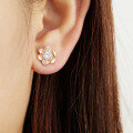 wholesale 925 Sterling Metal Spring and Summer New Camellia Ear Studs Advanced Sense Minimalist Style Women's Versatile Zircon Silver Ear Wholesale-0-3