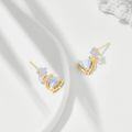 wholesale S925 Sterling Silver Gold-Plated Dream Zircon Earrings New Natural Mother-of-Pearl Butterfly Stud Earrings for Women, Fresh and Elegant Style-0-2