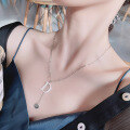 wholesale S925 Sterling Silver Trendy English Letter Fringe Necklace Ins Lady Elegance Versatile Light Luxury Collarbone Chain-0-3
