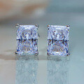 wholesale S925 Silver New Style High Carbon Diamond Powder Simulated Diamond 1 Carat Rectangular Stud Earrings by Zhuozhifan Jewelry-0-6