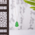 wholesale S925 Silver Gold-Plated Green Chalcedony Gourd Pendant Women's Necklace, New Chinese Style Versatile Hot Seller from Yuntong Jewelry-0-5