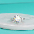 wholesale S925 Sterling Silver Cross-Border Luxury Light Luxury 5-Carat Moissanite Flower Bud Ring for Women's Proposal Diamond Ring Jewelry Wholesale-0-1
