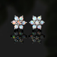 S925 Silver White Opal Earrings, Arched Design, Wholesale, Cross-border Live Sales.-Style C [Clearance Sale with Free Shipping]  925 Silver
