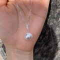 wholesale S925 sterling silver three-drill queen-style artificial Australian white pearl necklace, Swarovski pearls, lightweight luxury classic elegant collarbone chain-0-2