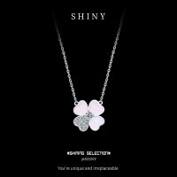 S925 Silver Cross Pendant Necklace with Shell, Moissanite, and Openwork Design-S925 sterling silver + 10-point moissanite