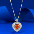wholesale S925 Sterling Silver New Style 8*8mm Fanta Orange Ice-Cut Heart Pendant Live Streaming Hot Seller-0-0