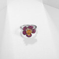 wholesale S925 silver designer gemstone ring adjustable, floral blooming high-end natural amethyst ring-0-2