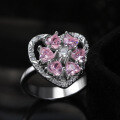 wholesale S925 Sterling Silver Cloud-Pull Jewelry Rotatable Pink Zircon Heart-Shaped Ring for Women Wholesale-0-3