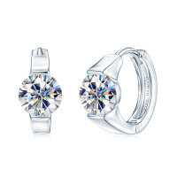 S925 Sterling Silver 1-Carat Moissanite Ear Cuffs, Minimalist & Versatile.-Simple and unique earrings [White Gold]  925 Silver