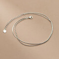 wholesale S925 Silver Double-Layer Snake Chain Bead Ankle Chain Korean Version Simple and Elegant Foot Jewelry S5738-0-3