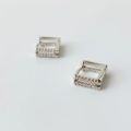 wholesale 925 Sterling Silver Square Full Diamond Ear Studs for Women, Japanese and Korean-Inspired Minimalist Design, Versatile and Fashionable Ear Accessories-0-0