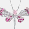wholesale S925 silver cross-border hot-selling dragonfly-shaped light pink high-carbon diamond pendant fully set with colored diamonds, a unique European and American-style collarbone necklace-0-3