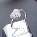wholesale S925 Sterling Silver Korean Style Fashion Popular Heart-shaped Ring Inlaid with Diamond Full Diamond Love Open Adjustable Ring-0-3