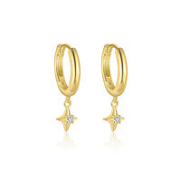 wholesale S925 Sterling Silver Geometric Zircon Earrings For Women, Minimalist French Style-E4740-Gold/Pair 925 Silver