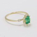 wholesale 10k Gold Yili Jewelry Fashion Commute Style Minimalist Geometric Colombian Cultivated Emerald and White Zircon Ring-0-2