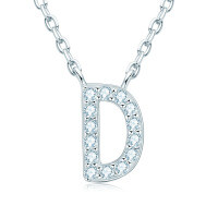 S925 Sterling Silver Necklace with Moissanite Pendant, Unisex Classic Style, Clearance Shipping Included.-Letter D Necklace [Moissanite]
