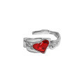 wholesale S925 Sterling Silver Korean Version Ins Small and Unique Design Heart-Throbbing Lava Light Luxury Open Adjustable Ring for Women-0-5