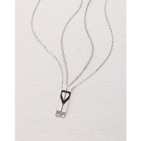 wholesale S925 Sterling Silver Japanese Korean Minimalist Sweet Love Drip Oil Pendant Necklace Couple Collarbone Chain Wholesale-Right Heart Necklace 925 Silver