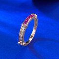 wholesale S925 Silver New Style Two-Tone Pink Row Ring for Women, Fashion Ring Band for Daily Wear-0-2
