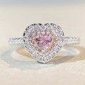 wholesale 925 Sterling Silver Pink Diamond Ring for Women, Cute Ins Style Minimalist Pink Heart Bestseller Ice-Cut Zircon Ring-0-6