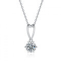 S925 Sterling Silver 1CT Snowflake Pendant with Prong Setting, Wholesale for Cross-border-0-3