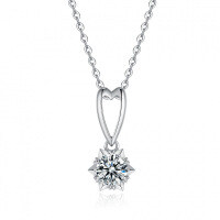 S925 Sterling Silver 1CT Snowflake Pendant with Prong Setting, Wholesale for Cross-border-1-carat moissanite (with box chain)  925 silver