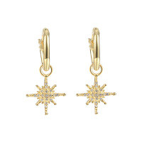 wholesale S925 Sterling Silver Wholesale Manufacturer Of Minimalist Earrings-E1981_Eight-pointed Star 925 Silver