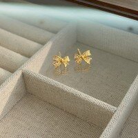wholesale S925 Sterling Silver Maker's Fashionable Small Exquisite Bow Ear Studs, Unique Design Earrings with Silver Ear-Posts for Ear Nurturing-Bowknot Earrings - White &gt; 925 Silver