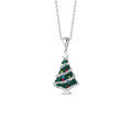 wholesale 925 Sterling Silver Colored Zircon Christmas Tree Necklace for Women, Ins Cross-border Christmas Atmosphere Winter Sweater Chain-0-5