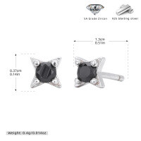 wholesale S925 Sterling Silver Casual Minimalist Black Zircon Inlaid Stud Earrings, Understated And Elegant Fashion Jewelry-925 silver platinum plated 925 silver