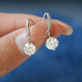 Metal Earrings Women Six-Claw Studs Simple Elegant Wedding Moissanite Gift Fringe Drops-0-2