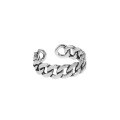 wholesale S925 Sterling Silver Aged Retro Chain Link Adjustable Ring for Japanese and Korean Students, Ins Style-0-4