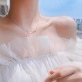 wholesale S925 Sterling Silver Classic Small Full Diamond Smile Curve Necklace for Women, Simple and Versatile Fashion Pendant Collarbone Chain-0-3