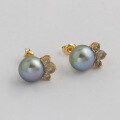 wholesale 14k Gold Plated S925 Silver French Retro Light Luxury Style Pearl Earrings-0-1