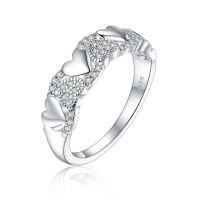 wholesale S925 Sterling Silver Cross-Border European and American Pure Silver Jewelry Ring for Women, High-End Luxury Heart Ring-925 Silver Platinum US Size 10#