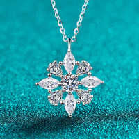 S925 Sterling Silver Moissanite Marquise Pear Pendant Necklace, Luxurious and Elegant-3.1-carat pure Mozambique  925 silver