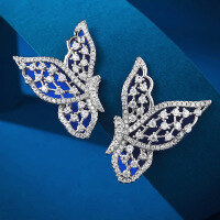 wholesale 925 Sterling Silver Hollow Butterfly Earrings for Women, Minimalist and Stylish, New Design by Zhuozhifan Jewelry, Cross-Border Drop Shipping-E338 Butterfly Earrings 925 Silver