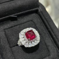 18k Gold Plated S925 Silver Vintage Cultured Sapphire Ring with Gemstones, Wholesale Stock-Lab-grown ruby ring  US size 5