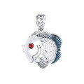 wholesale S925 Sterling Silver Retro Antique Crafted Exquisite Chubby Fish Pendant, Cute DuDu Fish Matching Pendant-0-4