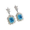 wholesale S925 silver jewelry new Paraiba color earrings and ear pendants, elegant micro-set ear accessories-0-4