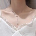 wholesale S925 Sterling Silver Wheat Ear Pearl Necklace for Women, Trendy Pearl Layering Hip-Hop Style Multi-Way Wheat Streamer Necklace-0-3
