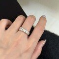 wholesale Vintage sterling silver S925 oxidized wheat-stitched open ring for women, Korean ins style stackable-0-0