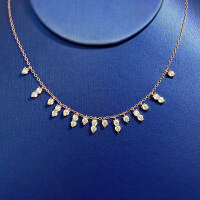 wholesale 925 Silver New Women's Fringe High Carbon Diamond Necklace, Light Luxury Fashion Personalized Design Collarbone Chain for Dropshipping-N216 Rose Gold &gt; 925 Silver