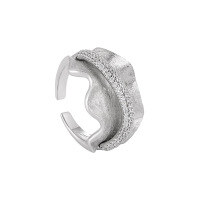 wholesale S925 Sterling Silver RG Irregular Full Diamond Ring for Women, High-End, Niche, Original, Personalized, Adjustable Silver Ring-Platinum [No. 15/Adjustable] Opening adjustable