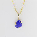 wholesale Metal material first: new minimalist commuting natural lapis lazuli white crystal irregular fashion advanced necklace for women-0-2