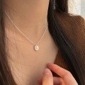 wholesale S925 Sterling Silver Korean Style Shell Pearl Necklace for Women, Minimalist and Unique Design, Small Luxury Collarbone Chain-0-3