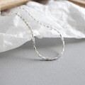 wholesale S925 Sterling Silver 109 Korean Version Ins Small and Minimalist Design Sense Versatile Rice Bead and Olive Bead Textured Anklet for Women-0-3