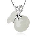 wholesale [925 Sterling Silver] New Chinese Style Lucky Bag Pendant Necklace, Hetian Jade Pendant for Women with Certificate, Silver-Inlaid Jade Coin Purse Pendant-0-4